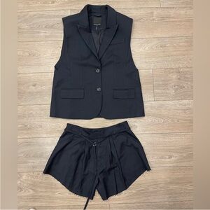 Marissa Webb Black Sleeveless Blazer and Shorts Set